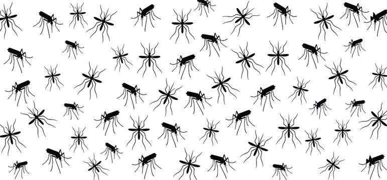 Stop malaria mosquito, dengue or zika virus alert. World malaria day on April 25. Vector signaling seamless pattern. Insect bite, blood infection ( illness ).