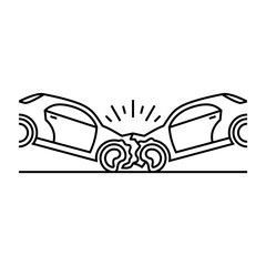 Fototapeta premium Car crash, vector linear icon.