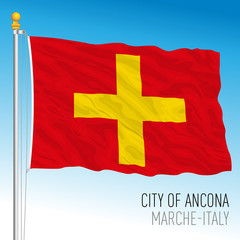 Ancona flag of the city, Marche region, Italy, vector illustration