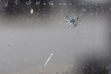 Cracked windscreen windshield of a car vehicle