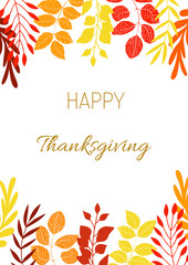 Vector autumn beautiful frame of yellow and red leaves,  berries