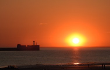 coucher de soleil à Boulogne sur mer