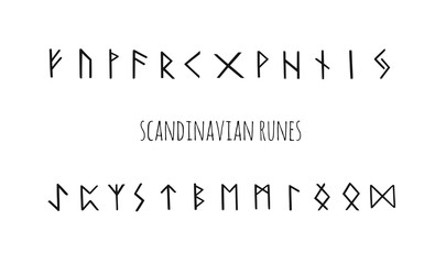 Magic Scandinavian Runes. Old Futhark. vector hand drawn calligraphy
