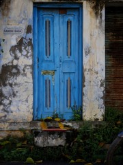 Fototapeta na wymiar This is an editorial content. An old house front gate with selective focus on August 20, 2020 in Varanasi, Uttar Pradesh/India