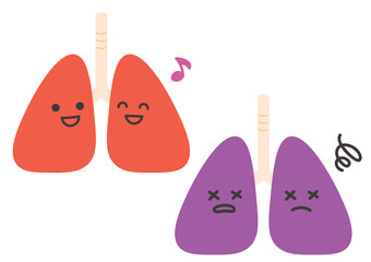 健康な肺と不健康な肺のイラスト