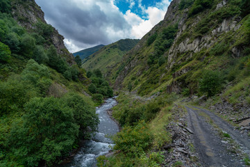 The mountain river Argun in Upper Khevsureti, Georgia