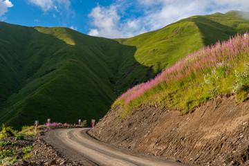 Beautiful mountain landscape in Upper Khevsureti, Georgia