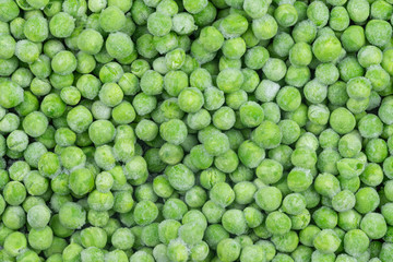 Frozen green peas texture background. ice peas background for food textures. Raw vegetables.