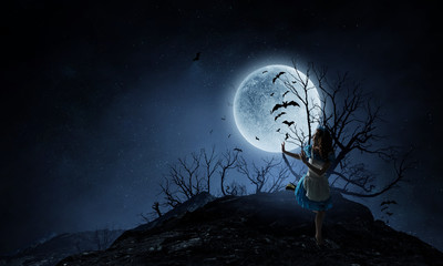 Spooky night image . Mixed media