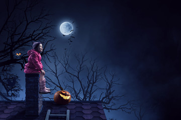 Spooky halloween image . Mixed media