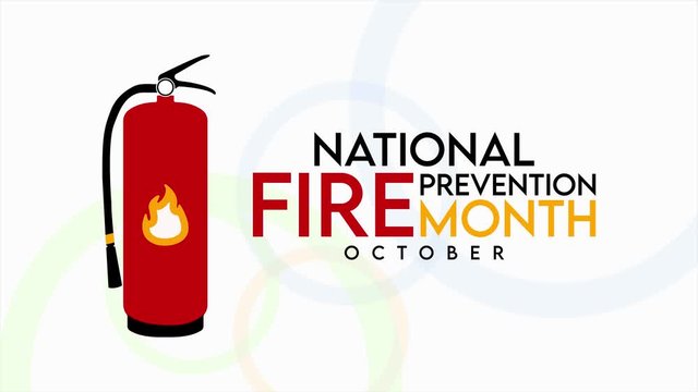 Video Animation On The Theme Of National Fire Prevention Month Observed Each Year During October. 4k Motion Graphics.