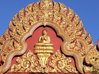 This is an editorial content. beautiful statue of golden Buddha with selective focus on August 20, 2020 in Varanasi, Uttar Pradesh/India