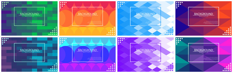 Vector Pack Set Colorful Mosaic Covers Design Minimal Geometric Pattern Gradients Presentation Background Wallpaper