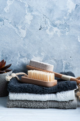 Spa composition with body brushes and towels