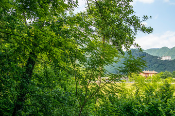Fototapeta premium View between the fields on the Castelbrando in Cison di Valmarino, Treviso - Italy