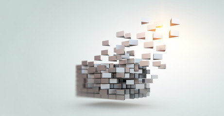 Floating cubes. Innovation and creativity concept