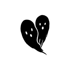 Ghost heart for Halloween vector spooky isolated on white background devil evil cartoon illustration doodle. Heart shape.
