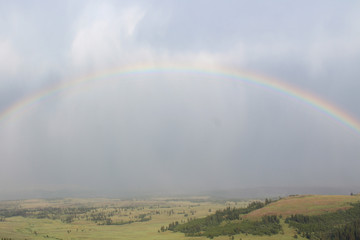 A rainbow in Yellowstone National Park.