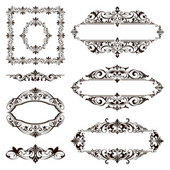 Ornamental design lace borders and corners Vector set art deco floral ornaments elements