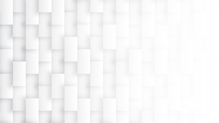 3D Rectangles Pattern High Technology Simple White Abstract Background. Three Dimensional Science Tech Quadrangle Structure Light Wallpaper Ultra Definition. Tech Clear Blank Subtle Textured Backdrop