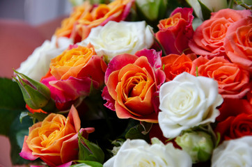 Bouquet of small colorful roses