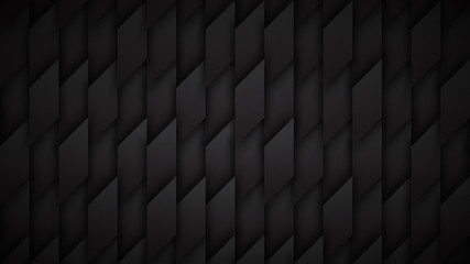 Naklejka premium 3D Parallelogram Shapes Dark Gray Abstract Background. High Technology Science Rhombus Grid Structure Conceptual Minimalist Black Wallpaper. Three Dimensional Clear Blank Subtle Textured Backdrop