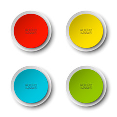 Design Round shape. Origami vector circle banner. Four color stickers inscriptions