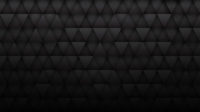Dark Gray 3D Triangle Particles Technology Minimalist Black Abstract Background. Three Dimensional Science Conceptual Tech Triangular Structure Darkness Wide Wallpaper In Ultra High Definition Quality