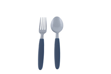 Fork and spoon with white background