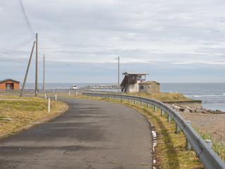The trail along the ocean. The Michinoku Coastal Trail in IwatePrefecture, Japan.