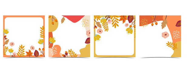 Collection of autumn background set with leaves,maple,frame.Editable vector illustration for birthday invitation,postcard and website banner