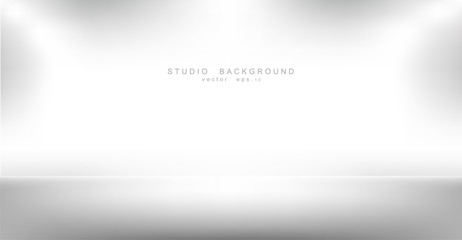 Empty gallery wall with lights for images and advertisement. Studio showcase room background, empty space, can use for display your products. illustration Vector EPS 10