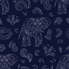 Fototapeta premium Vector seamless pattern of elephant. Decoration print for wrapping, wallpaper, fabric, textile.