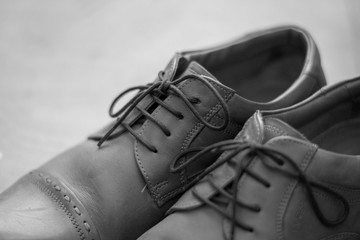 Stylish Brown Leather Shoes Black & White