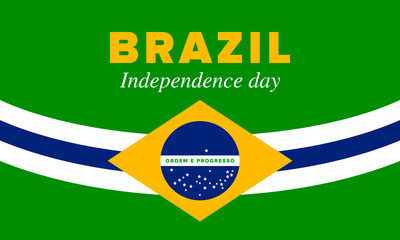 Brazil Independence Day. Happy national holiday. Freedom day. Celebrate annual in September 7. Brazil flag. Patriotic brazilian design. Poster, card, banner, template, background. Vector illustration