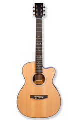 Fototapeta na wymiar Acoustic cutaway guitar isolated over white background