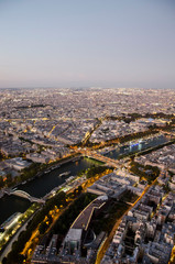 Paris from the Eiffel tower in the evening