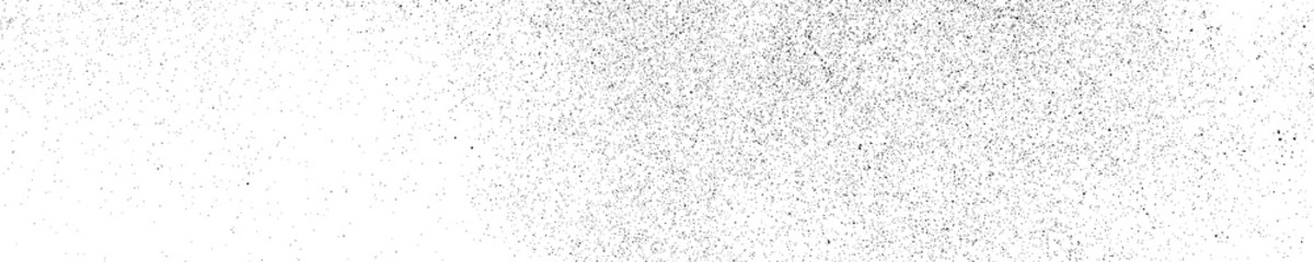 Black Grainy Texture Isolated On White Background. Dust Overlay. Dark Noise Granules. Wide Horizontal Long Banner For Site. Vector Design Elements, Illustration, EPS 10.