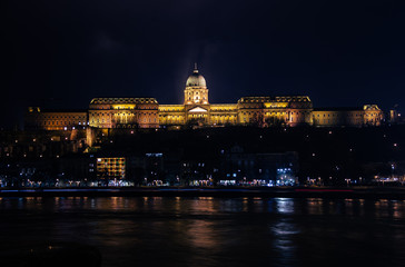 Fototapeta na wymiar Buda Castle at Midnight in Budapest