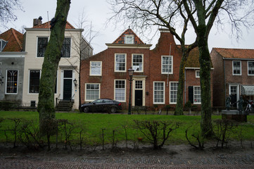 Fototapeta na wymiar Traditional Dutch Houses in Veere, Zeeland, Netherlands