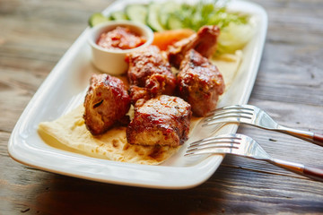 Kebab - grilled meat and vegetables