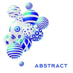 3D decorative balls blue and white on a white background vector illustration banner