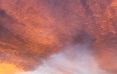 The sunset is bright orange. The sky at sunset.