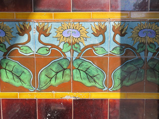 porch or portico with tiles of sunflowers
