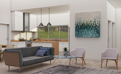 Nordic living room 1 3D Rendering 3D Illustration