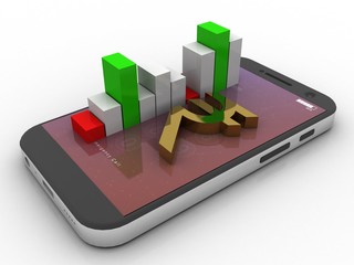 3d rendering Stock market online business concept. business Graph with indian rupee sign
