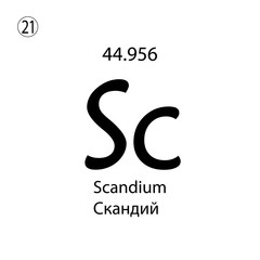 Fototapeta premium Scandium chemical element. The inscription in Russian and English is Scandium. vector illustrator eps ten