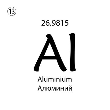 Aluminium chemical element. The inscription in Russian and English is Aluminium. vector illustrator eps ten