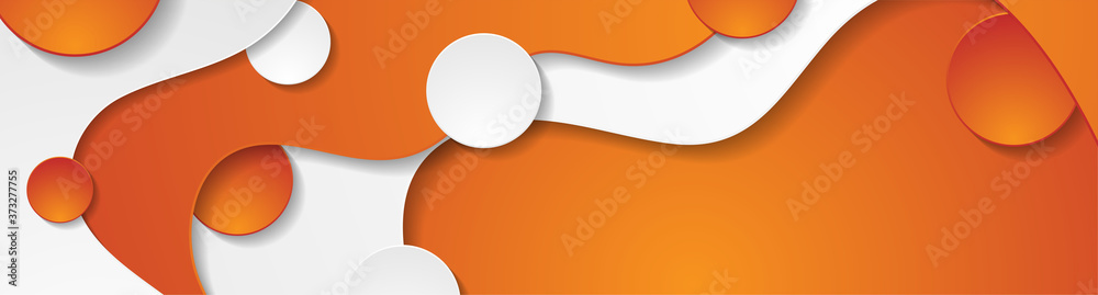 Poster contrast orange and white curved waves pattern. abstract corporate wavy background with circles. vec
