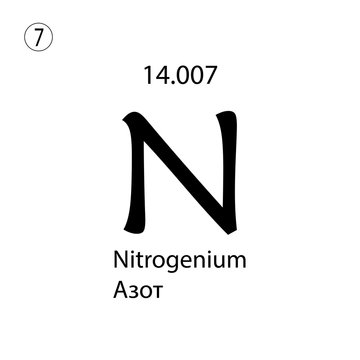 Nitrogenium chemical element. The inscription in Russian and English is Nitrogenium. vector illustrator eps ten